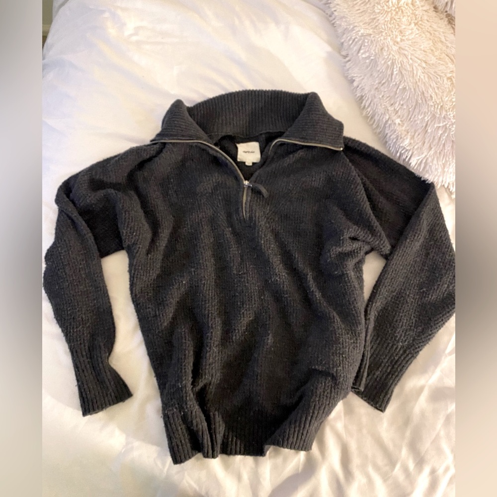 Aerie Grey Supersoft Quarter Zip Oversized
Fit Sweater Size Small